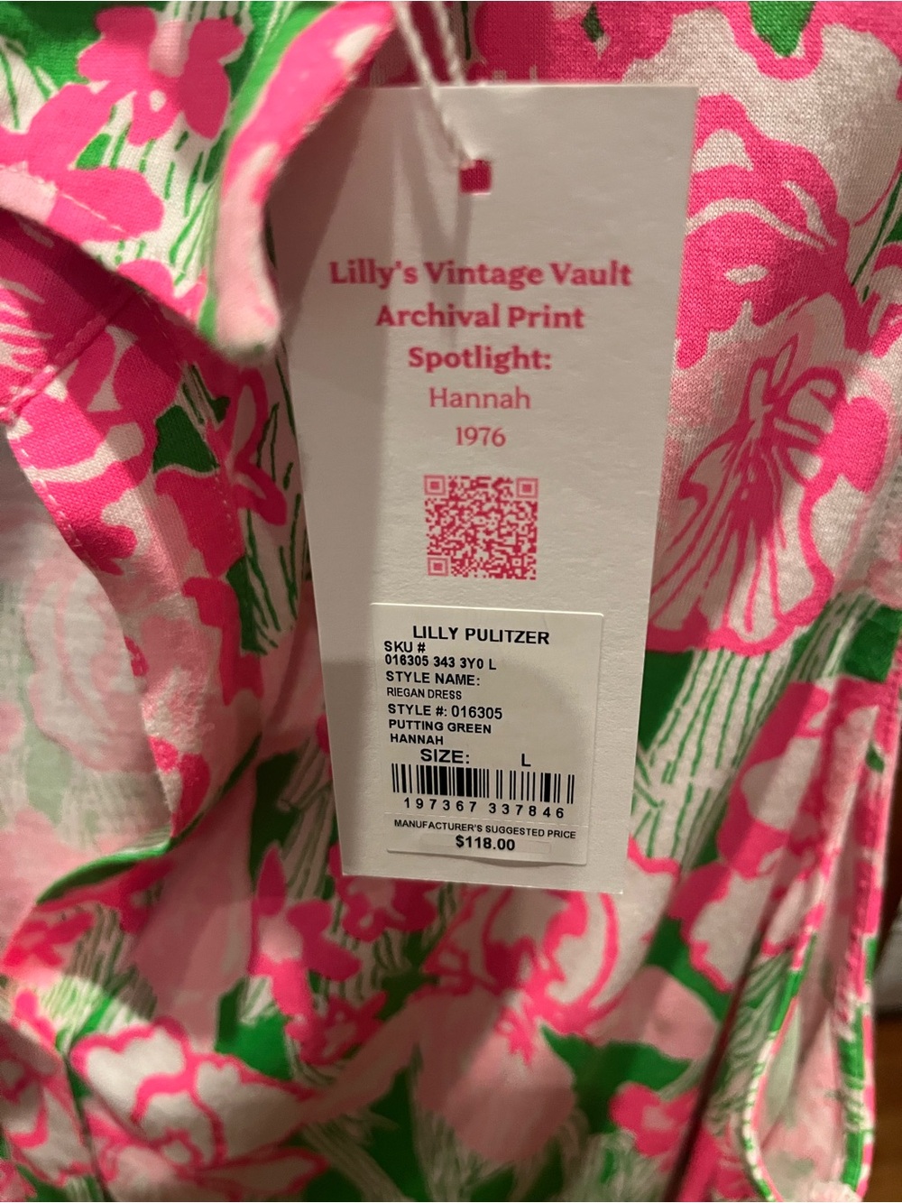 Lilly Pulitzer Pink & Green Floral Shift Dress with Collar.  New with tags. - Picture 4 of 4